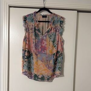 Lane Bryant Pink and Purple Flutter Sleeve Blouse